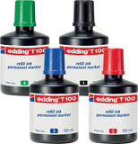 edding T100 Permanentmarker Nachfülltinte - Tusche für edding Permanent Marker (auch edding EcoLine) Farbe wählbar schwarz blau rot grün