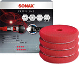 SONAX SchaumPad Polierschwamm Politurpad hart 85mm rot feinporig 4er Pack