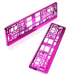 2 Kennzeichenhalter | pink chrom | Kfz Kennzeichenhalterung für PKW - EUR 8,00 / Einheit
