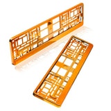2 Kennzeichenhalter | orange chrom | Kfz Kennzeichenhalterung für PKW - EUR 12,50 / Einheit