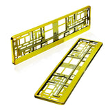 2 Kennzeichenhalter | gelb chrom | Kfz Kennzeichenhalterung für PKW - EUR 8,00 / Einheit