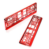 2 Kennzeichenhalter | rot chrom | Kfz Kennzeichenhalterung für PKW - EUR 8,00 / Einheit