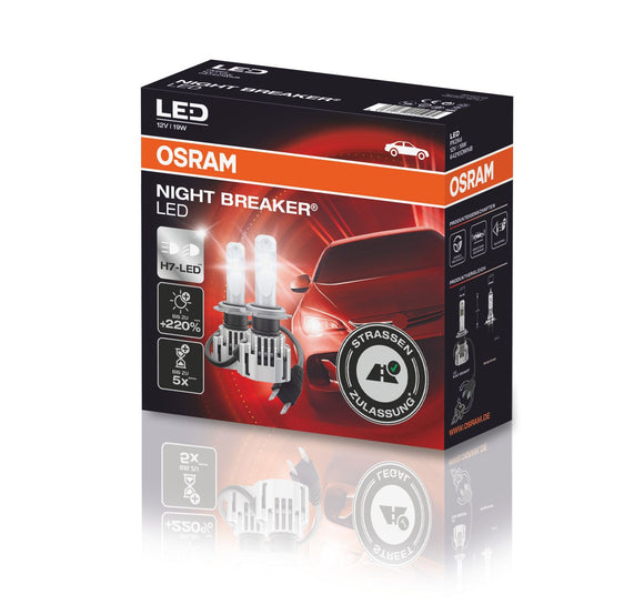 OSRAM H4 NIGHT BREAKER LED StVZO-Konforme LED-Nachrüstlampe / Leuchtmittel  +230% mehr Licht Set