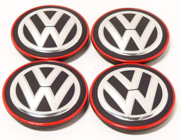 Volkswagen - Set 4 Teile x Radkappen Mitte Räder Alufelgen (Chrom/Rot), 5G0601171BLYC - EUR 37,50 / Einheit