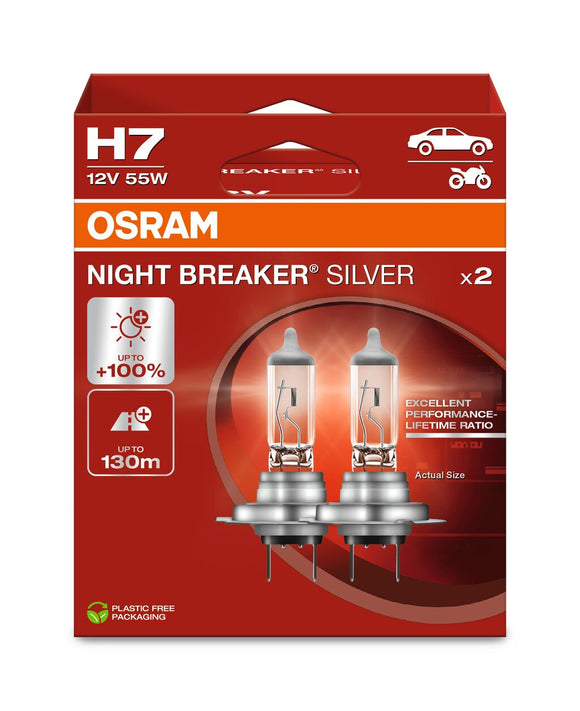 OSRAM H7 12V 55W PX26d NIGHT BREAKER® SILVER +100% 2 St.
