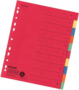 10x Falken Trennblätter Register überbreit 80086390 DIN-A4, 24x30cm, 230g/m² Karton - EUR / 0,499 - STÜCK