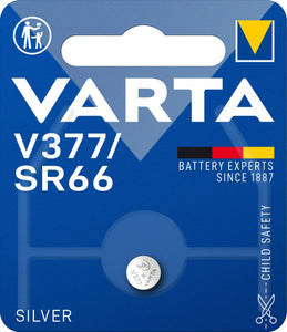VARTA V377 / SR66 1,55V Alkaline Knopfzelle Batterie 1er Pack Knopfzellen in Original Blisterverpackung