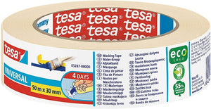 tesa Kreppband Malerband - Vielseitiges Klebeband für Malerarbeiten ohne Lösungsmittel -Mittel, 50m x 30mm
