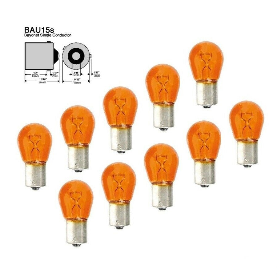 10x Autolampe 12V 21W BAU15s orange 