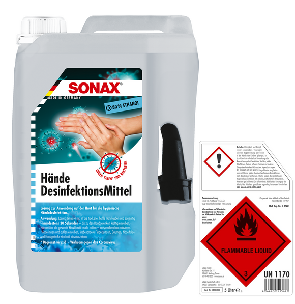 SONAX Hände-DesinfektionsMittel Handdesinfektion 5L